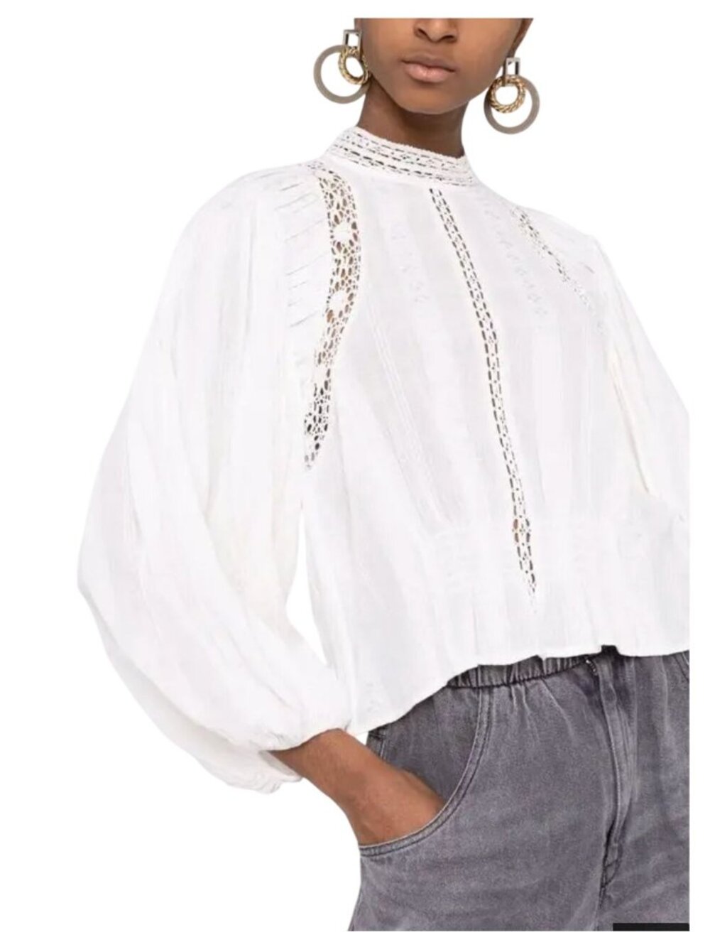 Isabel Marant Jassie Floral-Embroidered Cotton-Blend Blouse - Size 36